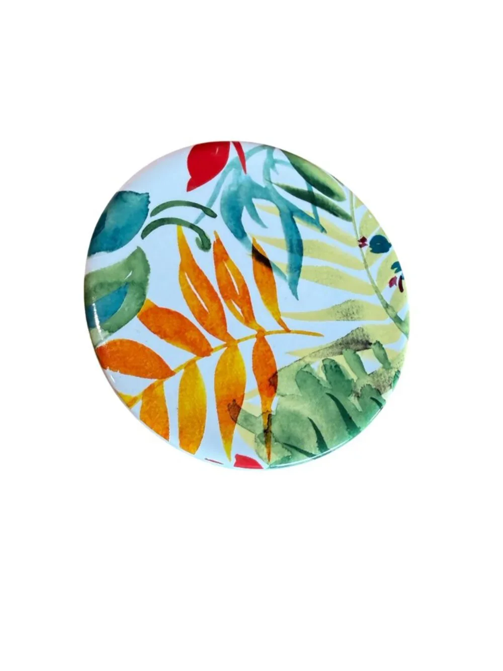 Pier 1 Floral Ceramic Coasters Set of 3 Watercolor Tropical Round Vibrant Colors